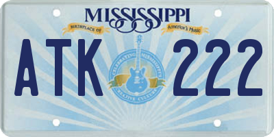 MS license plate ATK222