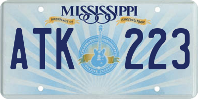 MS license plate ATK223