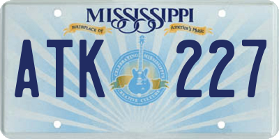 MS license plate ATK227