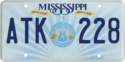 MS license plate ATK228