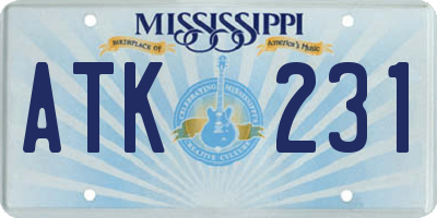 MS license plate ATK231