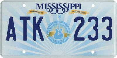 MS license plate ATK233