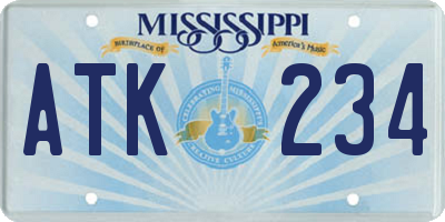 MS license plate ATK234