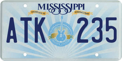 MS license plate ATK235