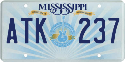 MS license plate ATK237