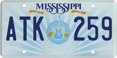 MS license plate ATK259