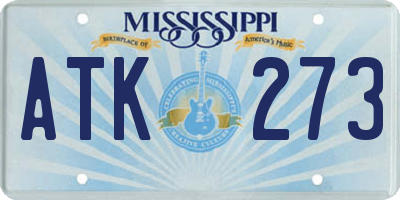 MS license plate ATK273