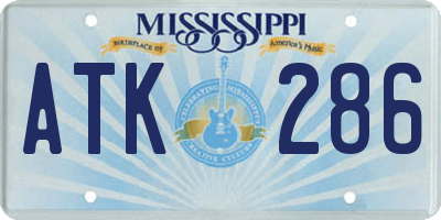 MS license plate ATK286