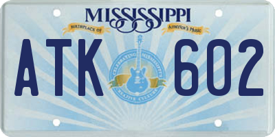 MS license plate ATK602
