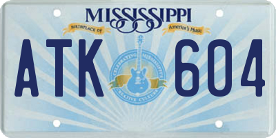 MS license plate ATK604