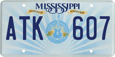 MS license plate ATK607