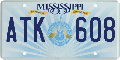 MS license plate ATK608