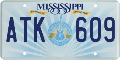 MS license plate ATK609