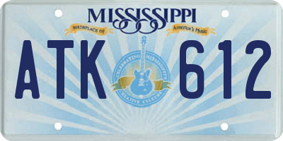 MS license plate ATK612
