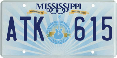 MS license plate ATK615