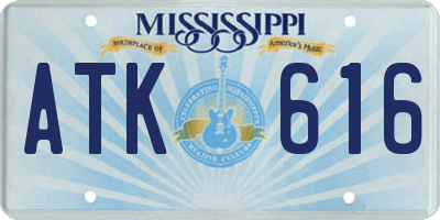 MS license plate ATK616