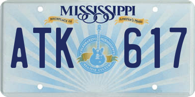 MS license plate ATK617