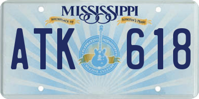 MS license plate ATK618