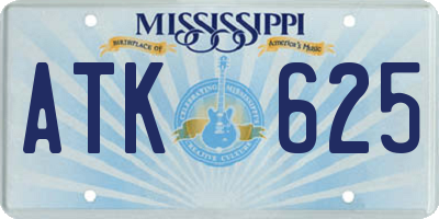 MS license plate ATK625