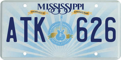 MS license plate ATK626