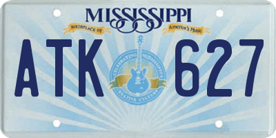 MS license plate ATK627