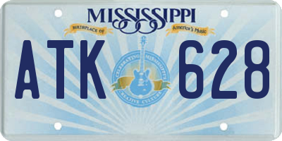 MS license plate ATK628