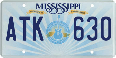 MS license plate ATK630