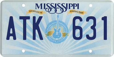 MS license plate ATK631