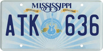 MS license plate ATK636