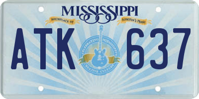 MS license plate ATK637