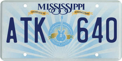 MS license plate ATK640