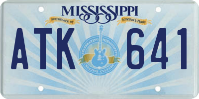 MS license plate ATK641