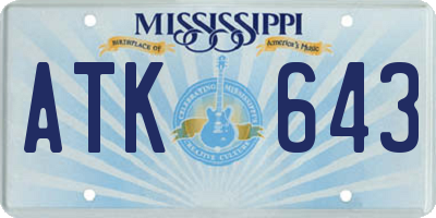 MS license plate ATK643