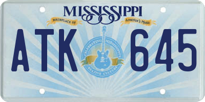 MS license plate ATK645
