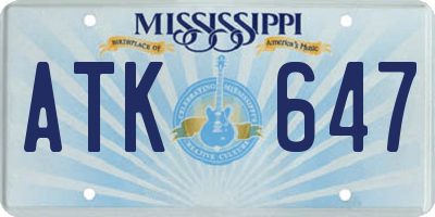 MS license plate ATK647