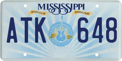 MS license plate ATK648