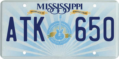 MS license plate ATK650