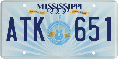 MS license plate ATK651