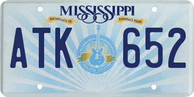 MS license plate ATK652
