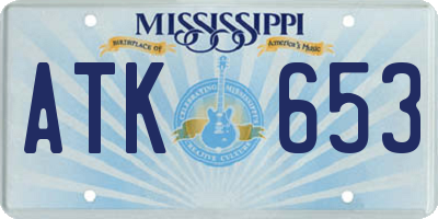 MS license plate ATK653