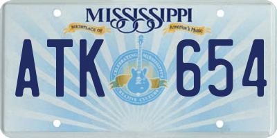 MS license plate ATK654