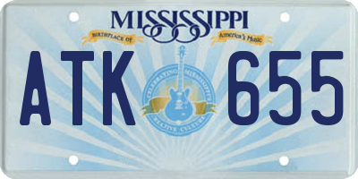 MS license plate ATK655