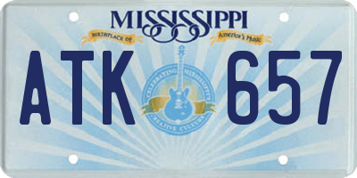 MS license plate ATK657
