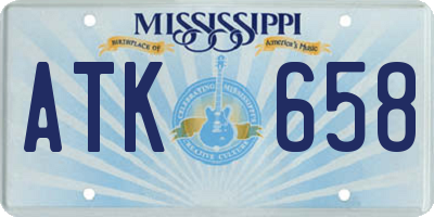 MS license plate ATK658
