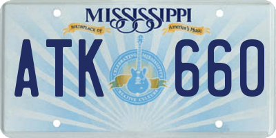 MS license plate ATK660