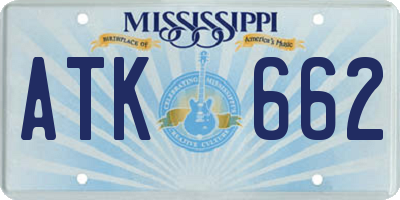 MS license plate ATK662