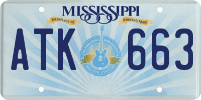 MS license plate ATK663