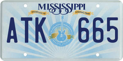 MS license plate ATK665