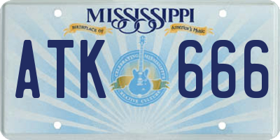 MS license plate ATK666