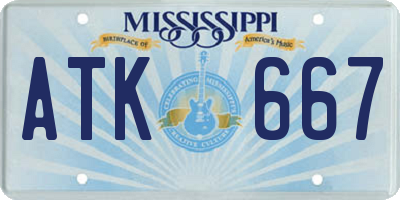 MS license plate ATK667